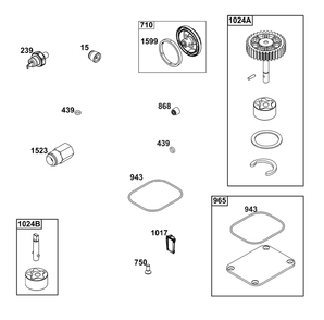 Lubrication Group Diagram and Parts List for 61G877-0017-J1  Briggs and Stratton Engine